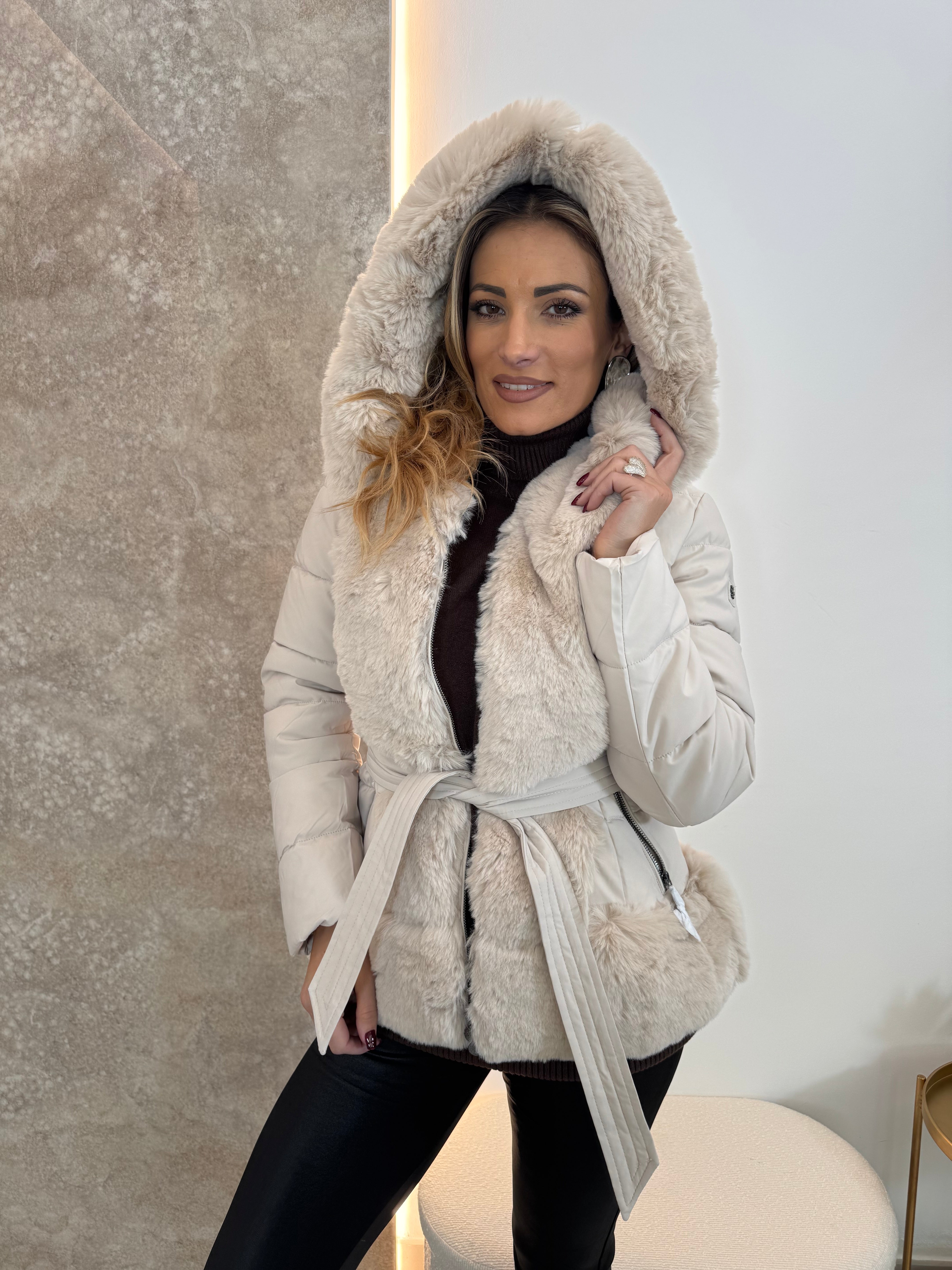 Pelliccia Piumino Panna
